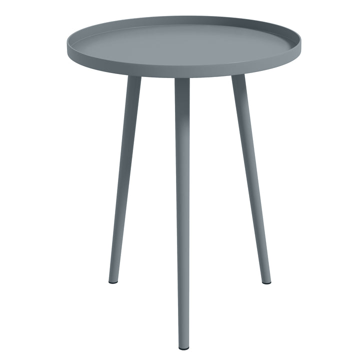 Round Garden Coffee Table, Outdoor Side Table with Rounded Steel Edge,
