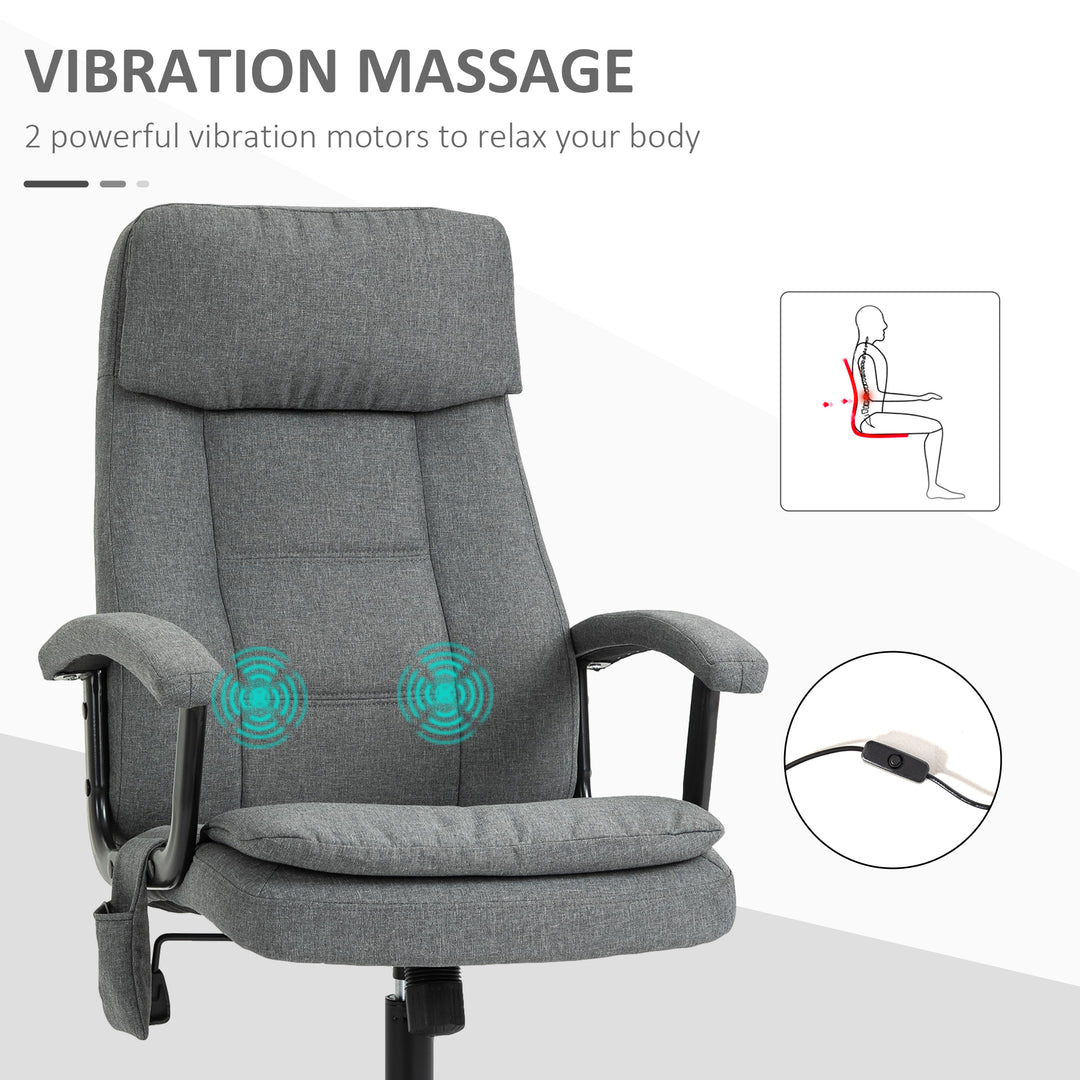 Office Chair, Linen Fabric Desk Chair with 2 Point Massage in Lumbar, Adjustable Height, Rolling Wheels, Grey