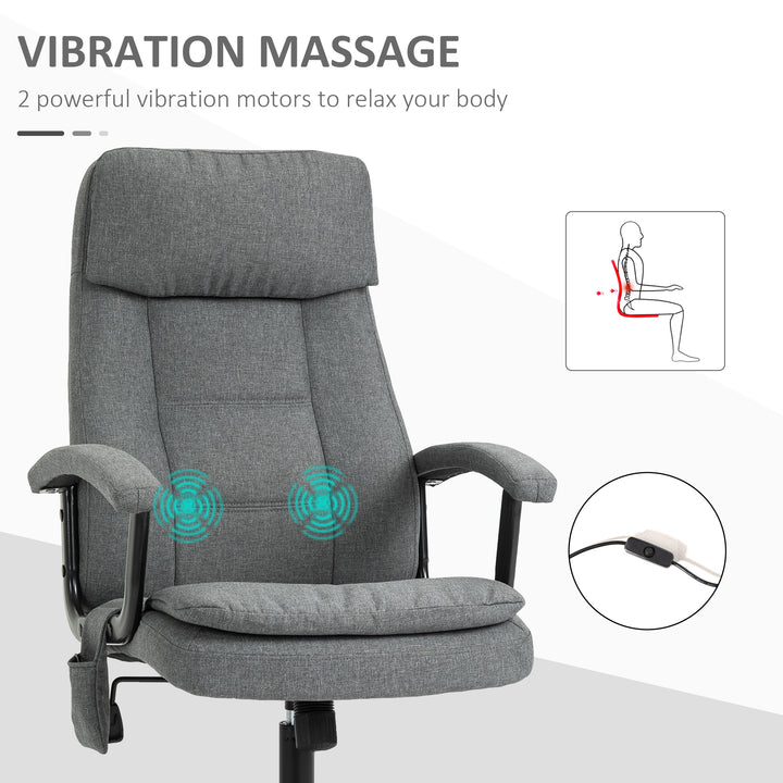 Office Chair, Linen Fabric Desk Chair with 2 Point Massage in Lumbar, Adjustable Height, Rolling Wheels, Grey