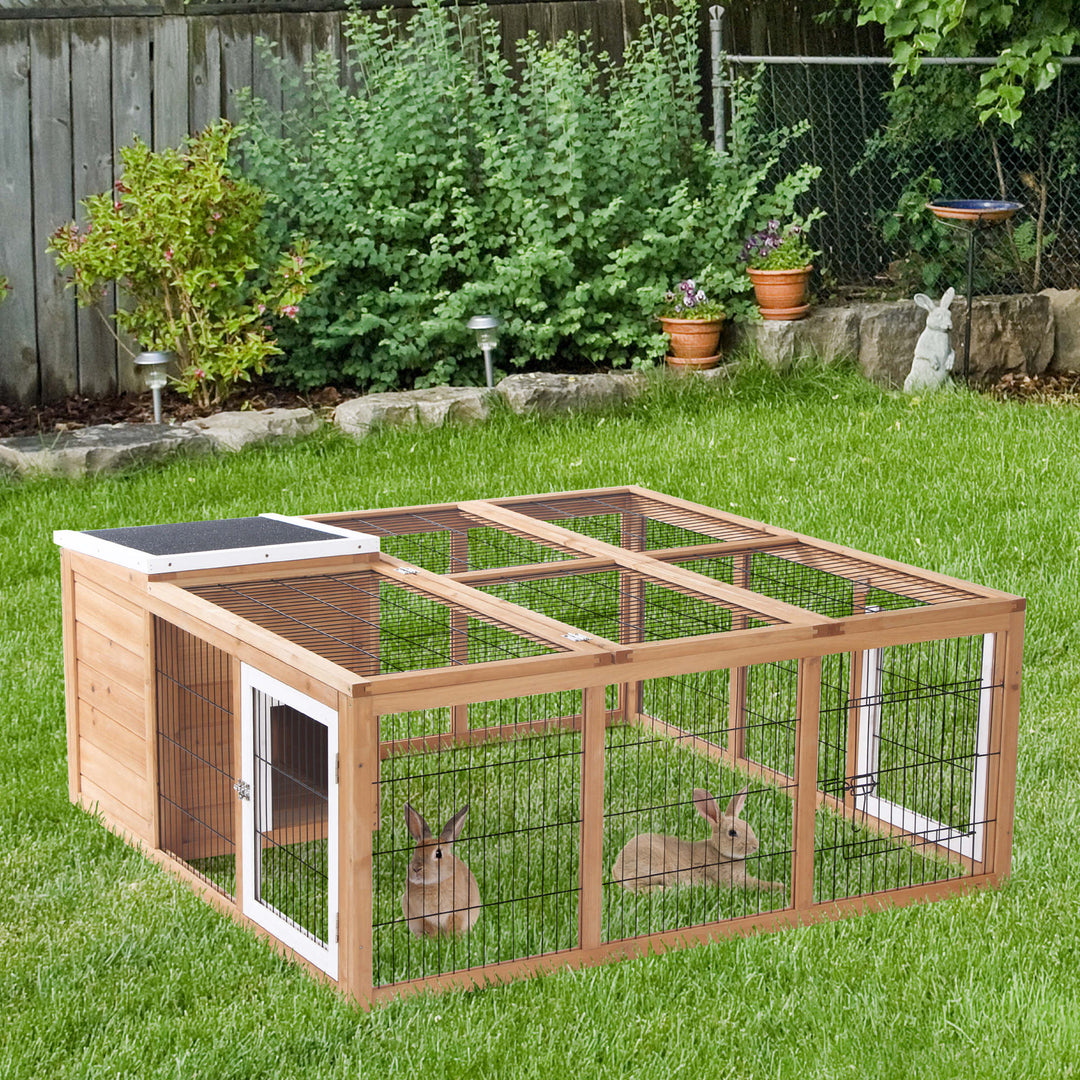 Rabbit Hutch Outdoor, Guinea Pig House, Bunny Run Cage with Openable T