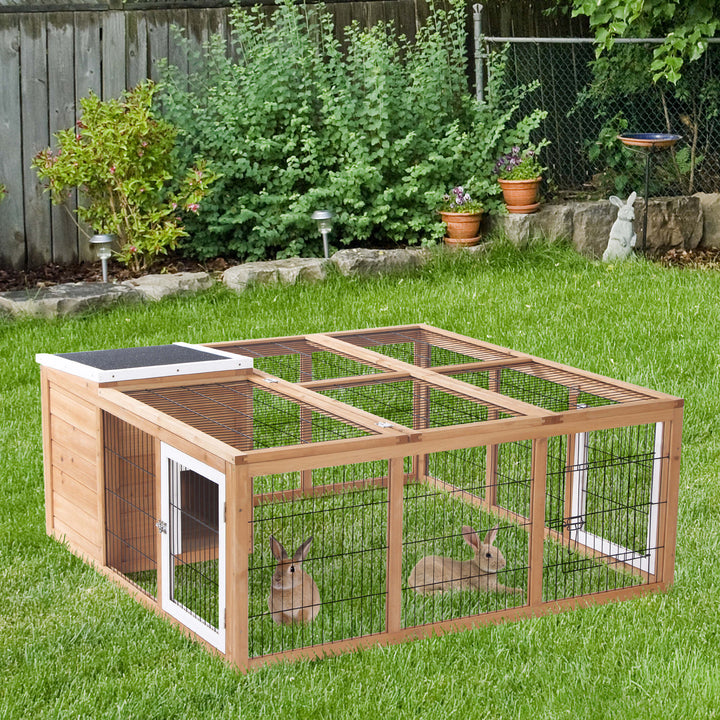 Rabbit Hutch Outdoor, Guinea Pig House, Bunny Run Cage with Openable T