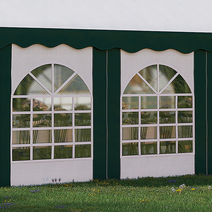 Outsunny 8 x 4m Garden Gazebo with Sides, Galvanised Marquee Party Tent with Eight Windows and Double Doors, for Parties, Wedding and Events
