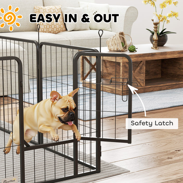Six-Panel Dog Playpen with Door, for Small Dogs, Indoors, Outdoors, 60cm Tall, Black
