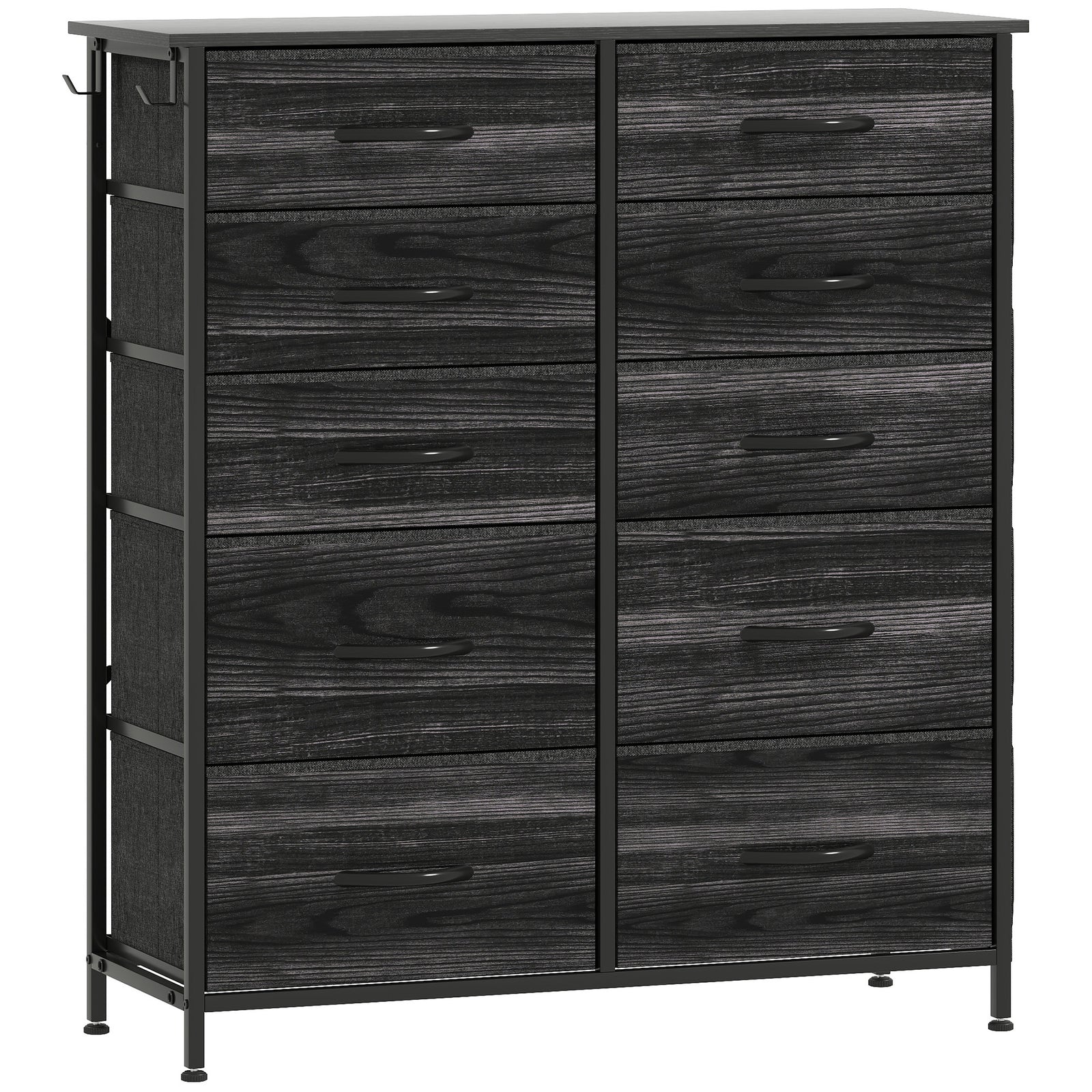 Chest of Ten Fabric Drawers - Black