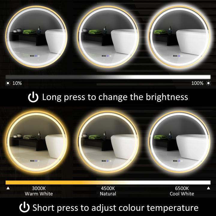80cm Anti-Fog LED Bathroom Mirror - Gold Tone