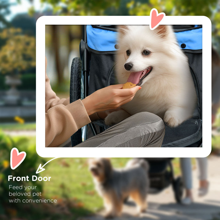 Foldable Pet stroller, Dog Buggy with Three Wheels, for Small/Medium Dogs, Blue