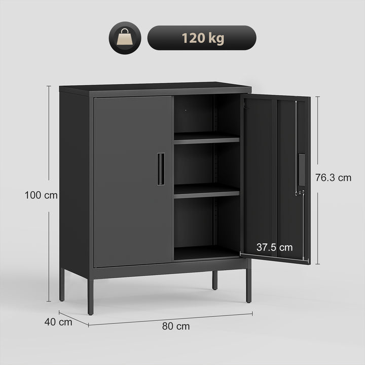Metal Storage Cabinet with Lock and Adjustable Shelves