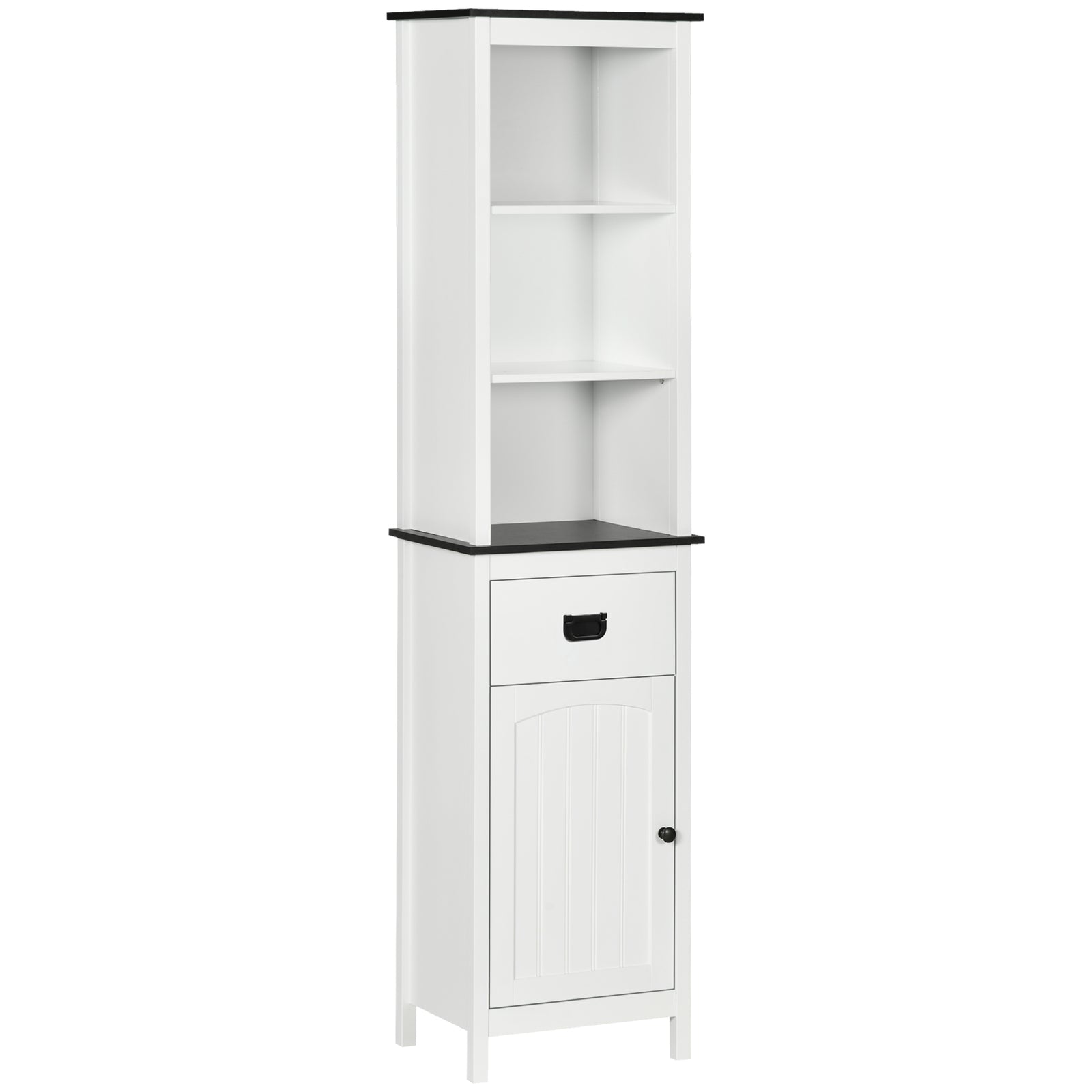 Tall Bathroom Cabinet, Freestanding Tallboy Storage Unit with Drawer and Adjustable Shelf for Living Room, White