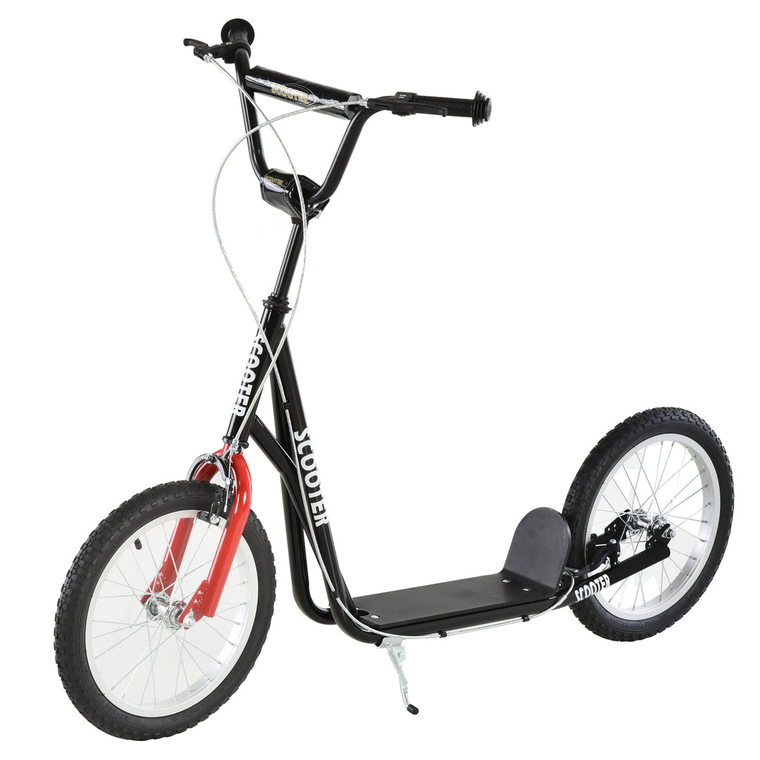 Kick Scooters for Kids with Adjustable Height, Anti-Slip Deck, Dual Brakes, Rubber Tyres, for Boys and Girls Aged 5+ Years Old - Black