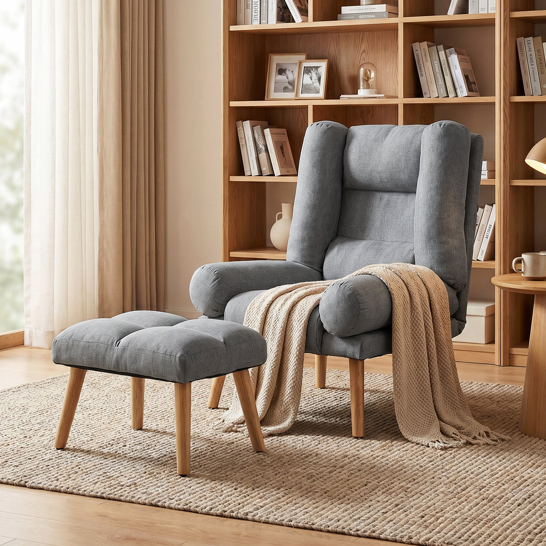 Recliner Chair with Footstool, Recliner Armchair with Adjustable Backr