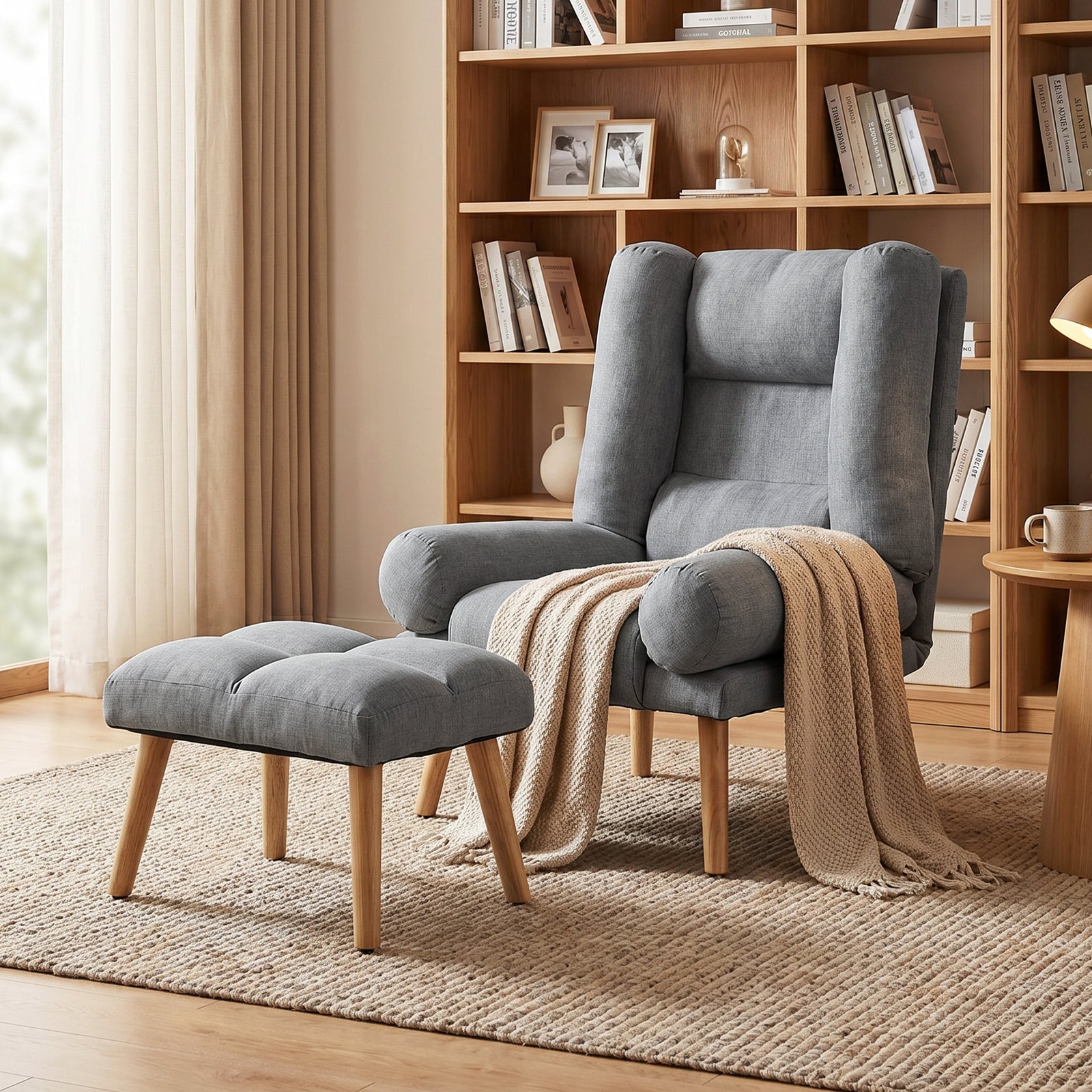 Recliner Chair with Footstool, Recliner Armchair with Adjustable Backr