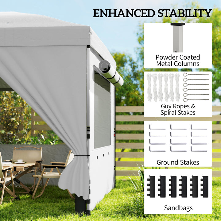 3 x 6 m Pop Up Canopy with UV50+ Protection Garden Gazebo with 6 Sidew