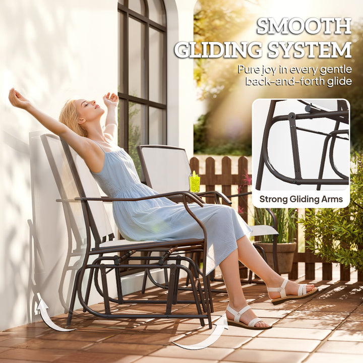 MCL Gliding Jack and Jill Seat, with Glass-Top Table - Brown/Beige