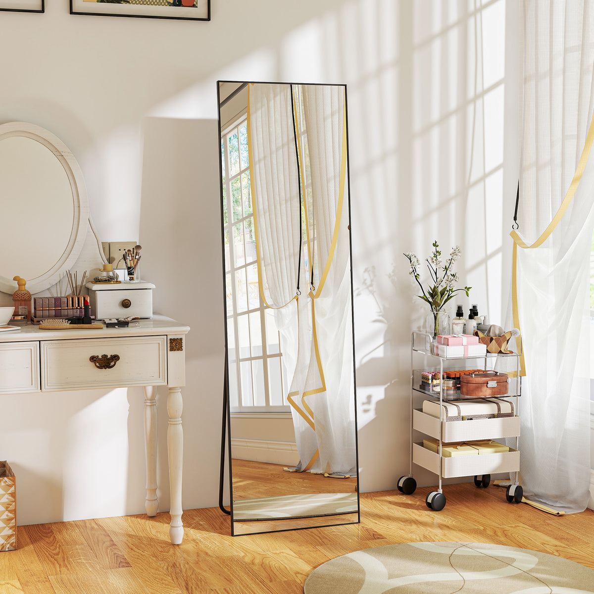 Full Length Mirror, Aluminium Alloy Framed Full Body Mirror with Tempe