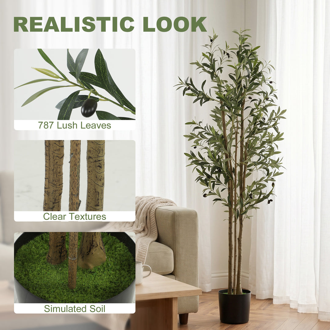 Decorative Artificial Plant, 175 cm Silk Olive Tree with 787 Leaves in
