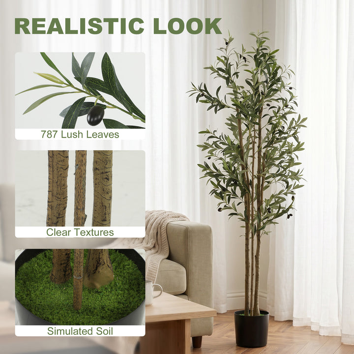 Decorative Artificial Plant, 175 cm Silk Olive Tree with 787 Leaves in