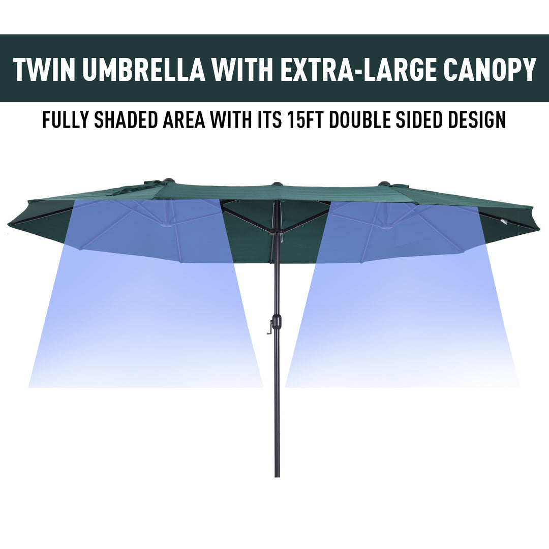 4.6m Double Garden Parasol - Green