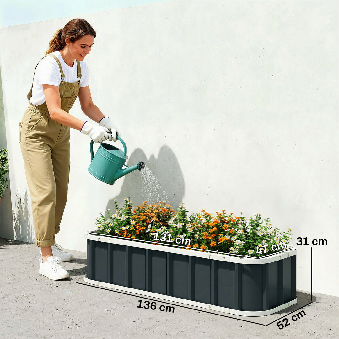 Galvanised Raised Garden Bed, 4.5 x 2 x 1 ft Metal Planter with Gloves