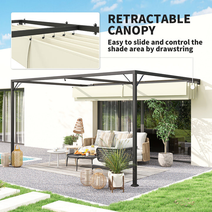 4 x 3 m Pergola, with Sliding Canopy - Cream