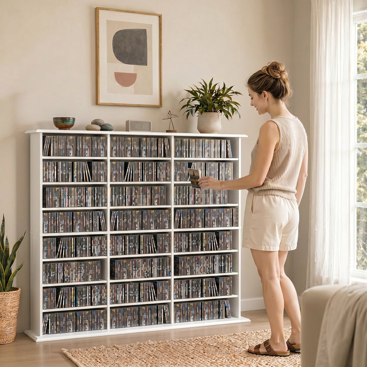 1032 CD/594 DVD Storage Unit, Blu-ray Media Storage Shelf with 24 Comp
