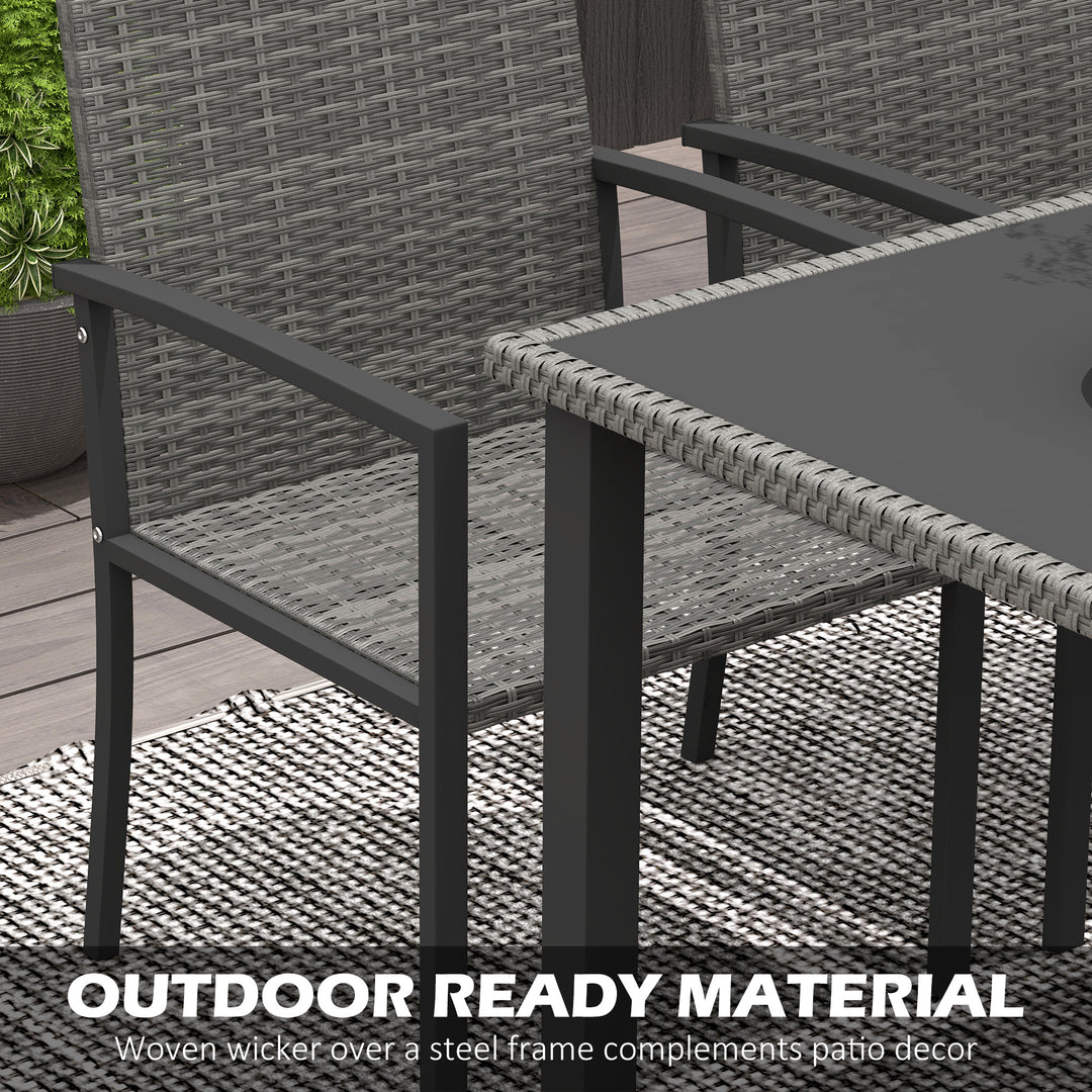 Outsunny Outdoor Dining Set 5 Pieces Patio Conservatory with Tempered Glass Tabletop,4 Dining Chairs