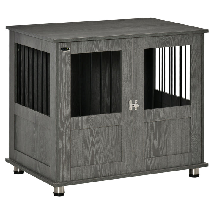 PawHut Pet Kennel End Table, Dog Crate Furniture for Small and Medium Dogs, Indoor Animal Cage with Magnetic Door, Grey | Aosom UK