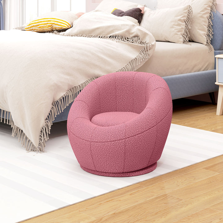 Modern Accent Chair, Swivel Upholstered Armchair for Living Room, Bedroom, Home Office, Pink