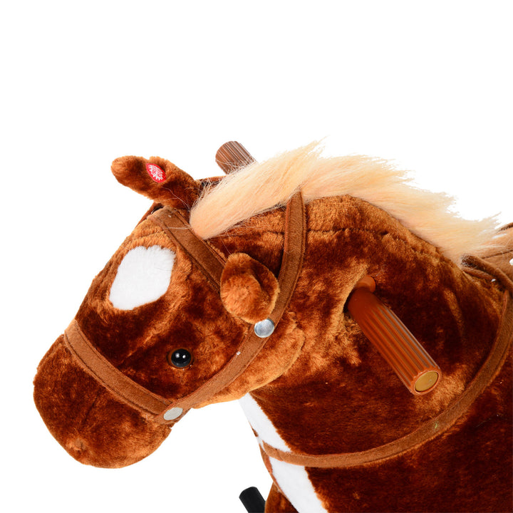 HOMCOM Kids Plush Ride On Walking Horse W/Sound-Brown