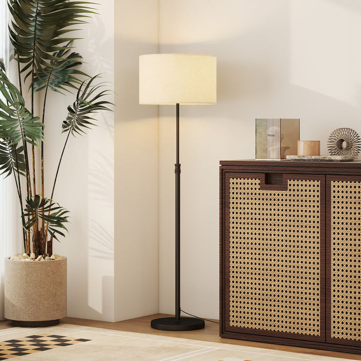 Floor Lamp with Remote, Height Adjustable Standing Lamp with Linen Sha