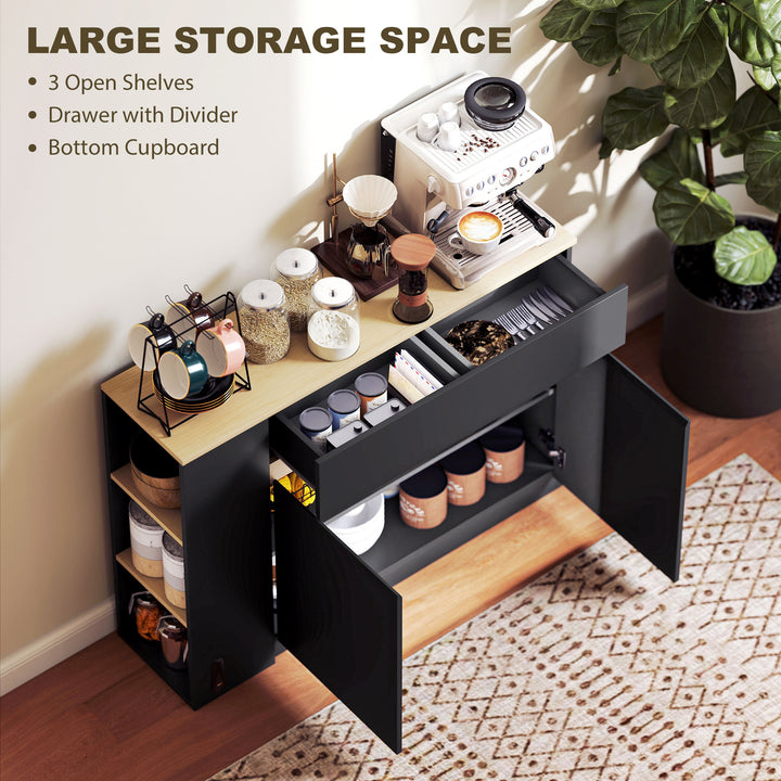Kitchen Island, Storage Cabinet with Adjustable Shelf, 2 Drawers, 3 Op