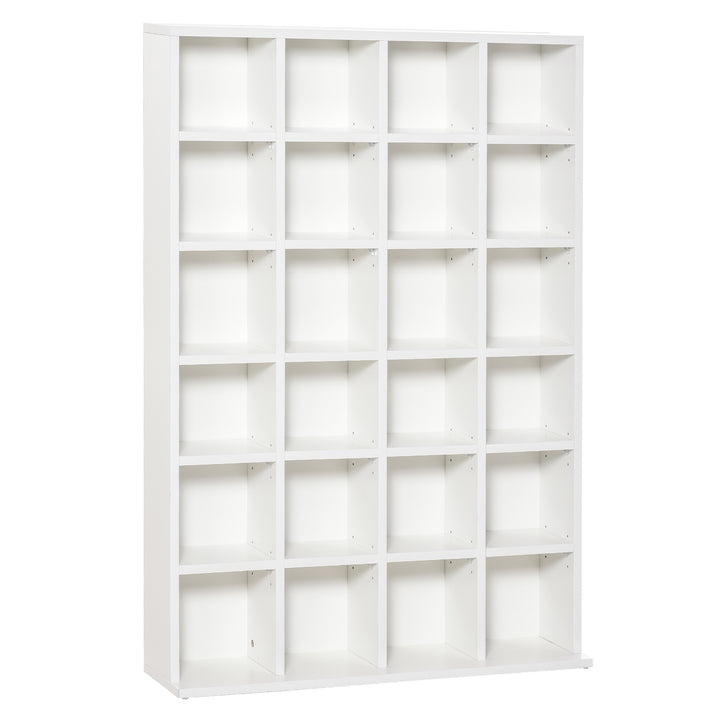 HOMCOM 480 CD / 312 DVD Storage Shelf Rack Media Storage Unit Shelves Racks Wooden Bookcase Display Unit with 4 Adjustable Shelves White | Aosom UK