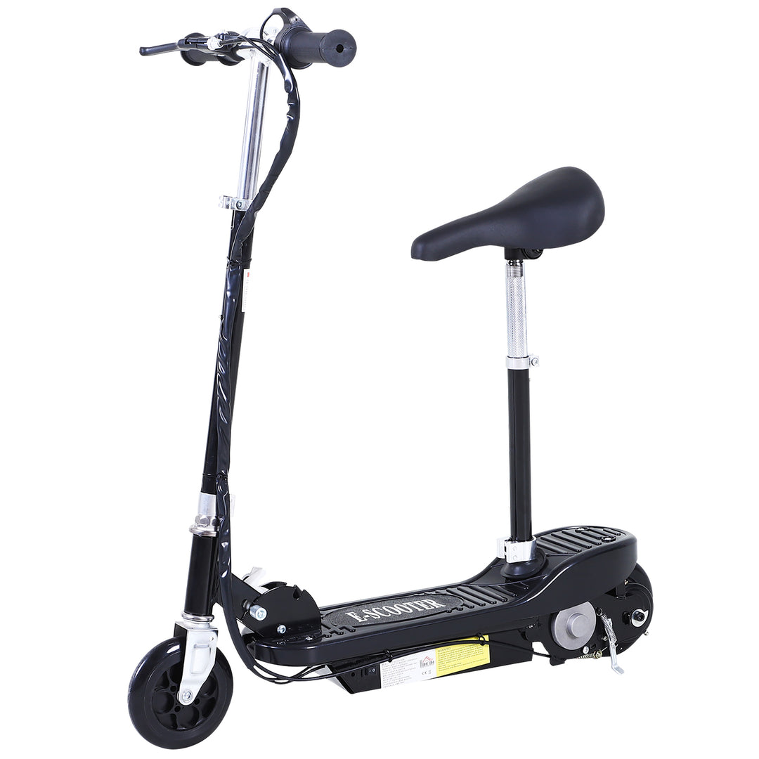 MCL Powered E-Scooter Ride-On, with Brakes, Adjustable Seat, Adjustable Handlebars, Black
