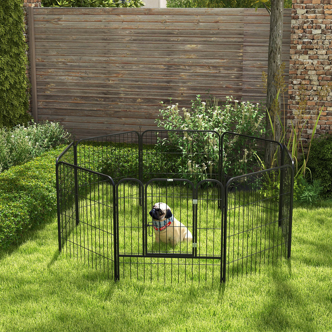 MCL 8 Panels Heavy Duty Puppy Playpen, for Small and Medium Dogs, Indoor and Outdoor Use - Black