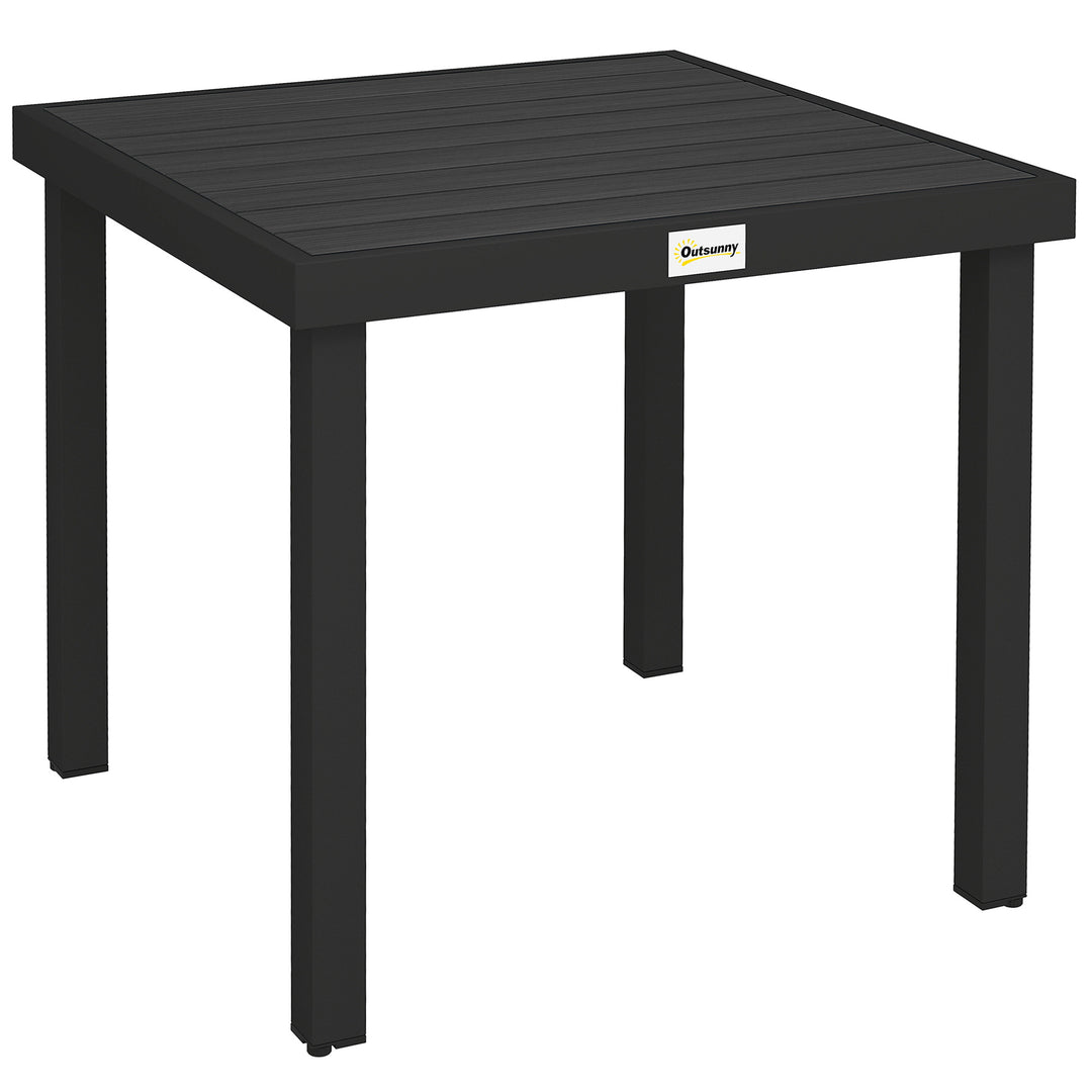 78 cm Garden Dining Table for 4 People, Square Outdoor Coffee End Side Table with Aluminium Legs, Natural Wood Finish