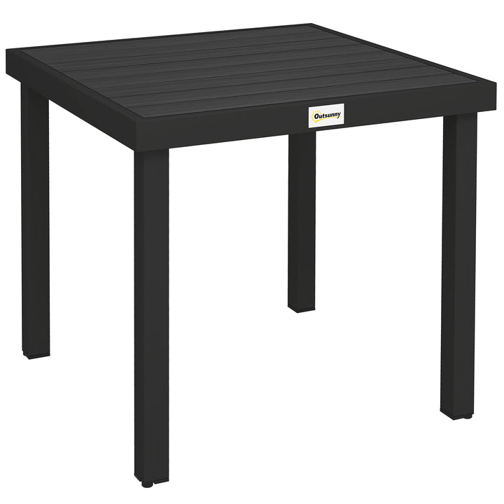 78 cm Garden Dining Table for 4 People, Square Outdoor Coffee End Side Table with Aluminium Legs, Natural Wood Finish