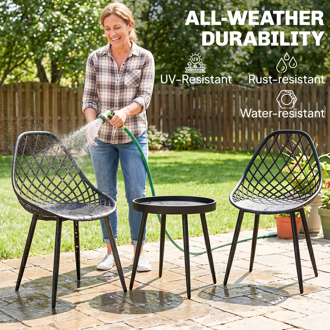 3-Piece Outdoor Bistro Set with 2 Chairs and Round Table for Garden, B