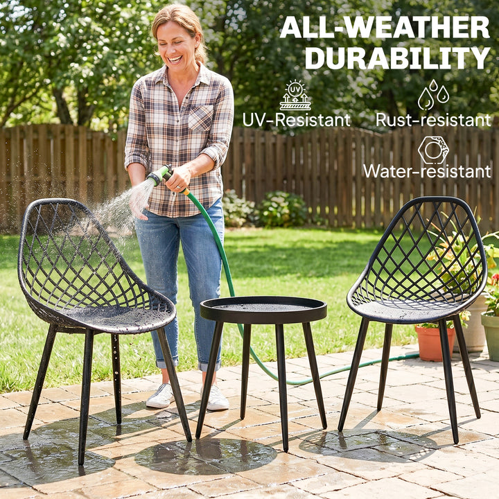 3-Piece Outdoor Bistro Set with 2 Chairs and Round Table for Garden, B