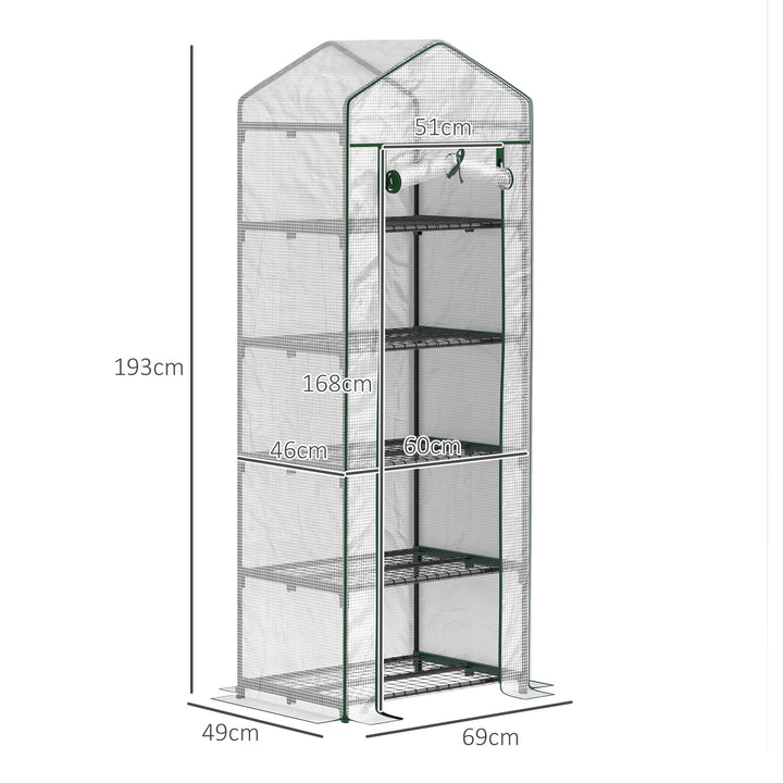 193cm Five Shelf Mini Greenhouse - White
