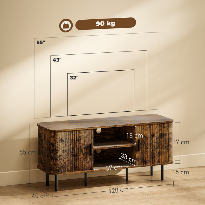 TV Stand Cabinet for TVs up to 55 Inches, TV Unit with Storage Shelves and Cupboard for Living Room, Rustic Brown