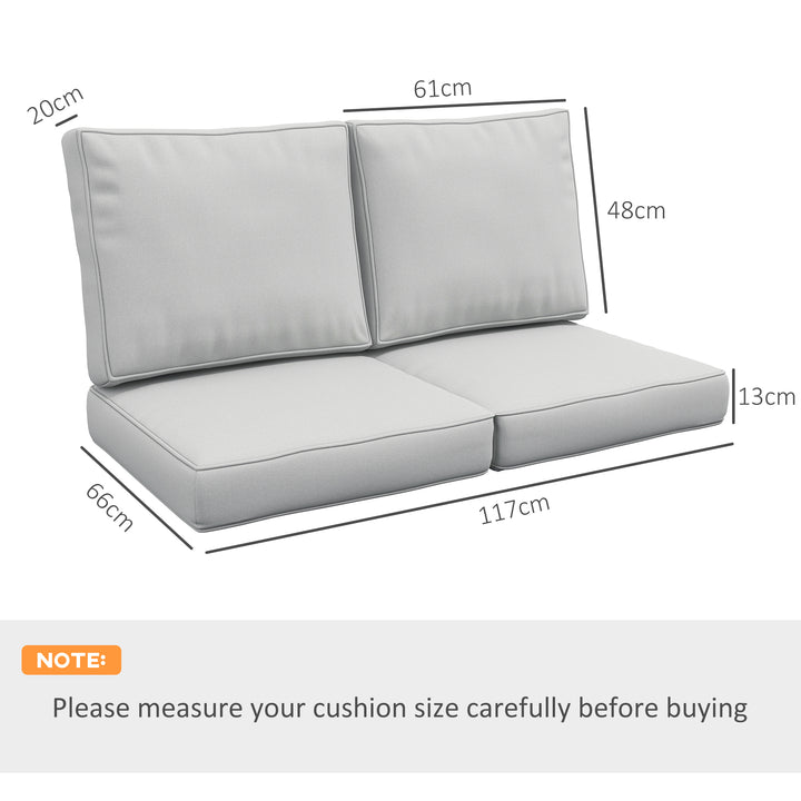2 Seater Back and Seat Cushion Pillows Replacement, Patio Chair Cushions Set for Indoor Outdoor, Light Grey