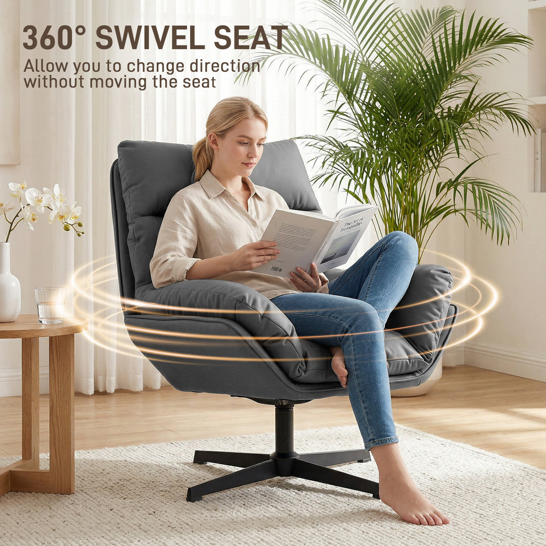 Accent Chair with 360 Swivel Armchair for Living Room with Padded Cush