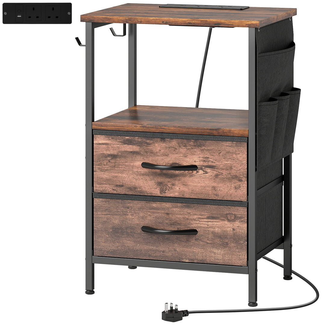 Bedside Table with Charging Station