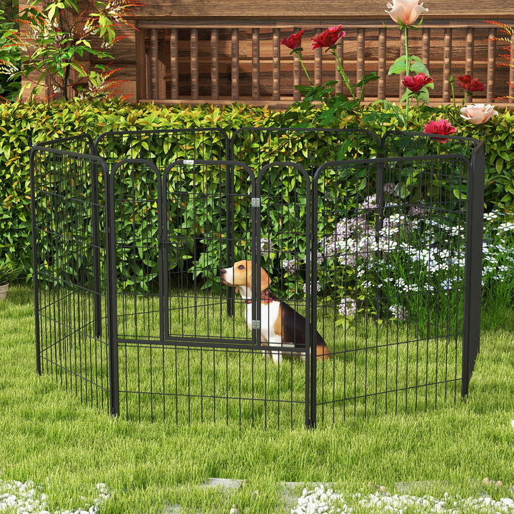 PawHut Heavy Duty 8 Panel Dog Play Pen Pet Playpen for Puppy Rabbit Enclosure Foldable Indoor Outdoor 80 x 100 cm | Aosom UK