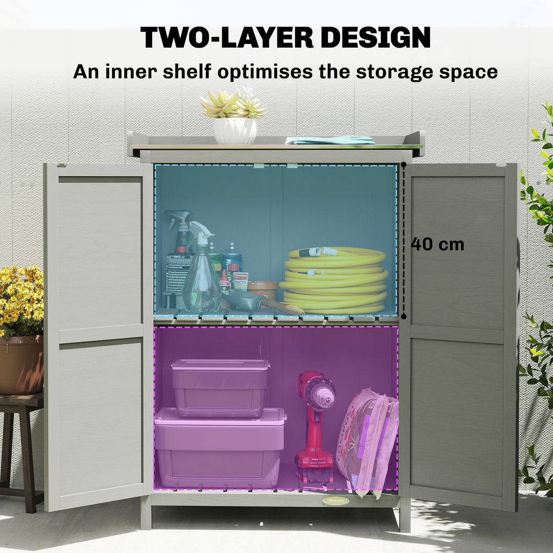 Wooden Garden Shed, Garden Tool Storage Shed with Shelf and Side Hooks