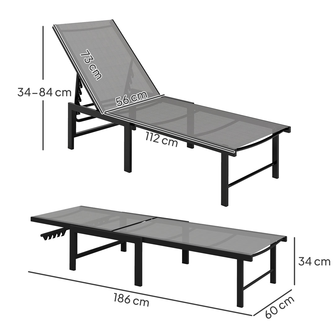 Reclining Sun Lounger - Grey