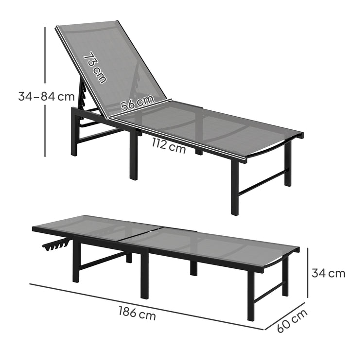 Reclining Sun Lounger - Grey