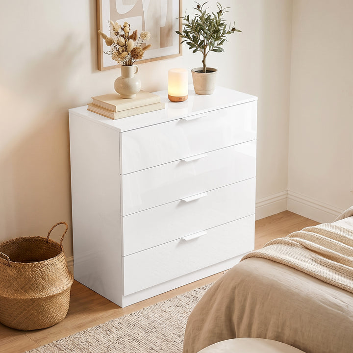 High Gloss 4-Drawer Chest of Drawers, Space-Saving Bedroom Storage - view 2