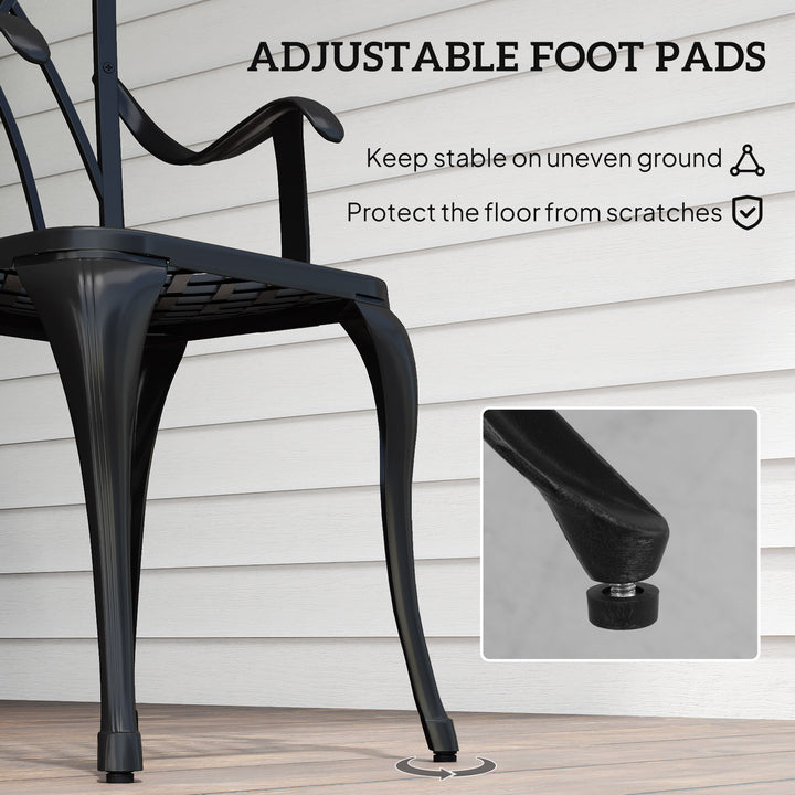 MCL 3 Pieces Garden Dining Set for 2, Cast Aluminium Outdoor Dining Set with 2 Armchairs and Round Dining Table with Parasol Hole, Garden Furniture Set, Brown