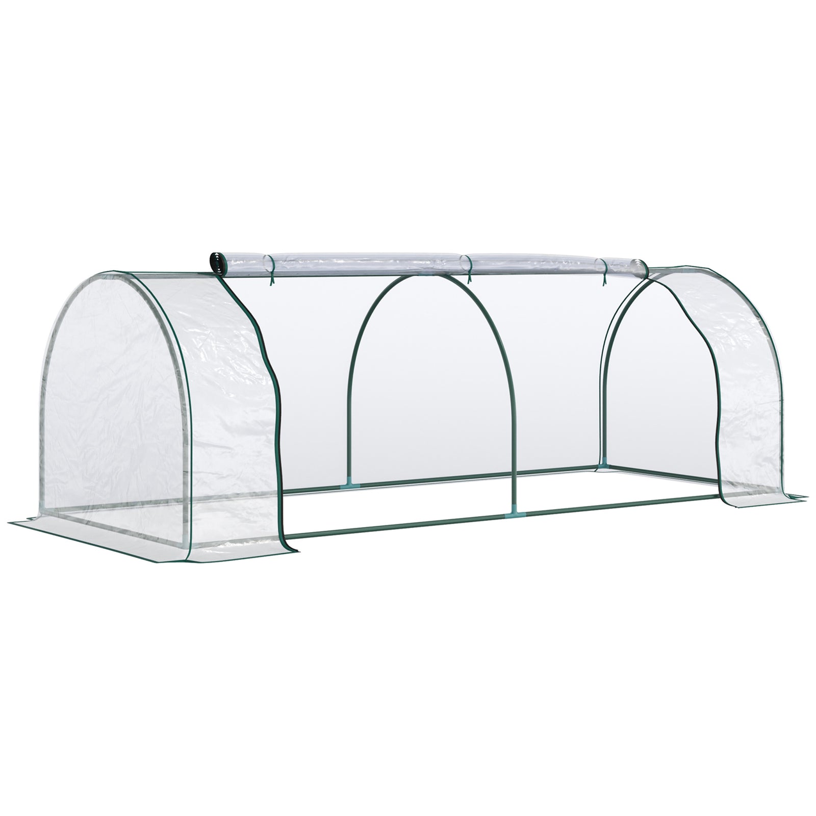 Mini Greenhouse, Small Polytunnel Green House with Zipped Doors, Steel Frame for Garden Patio, 250 x 100 x 80cm, Clear