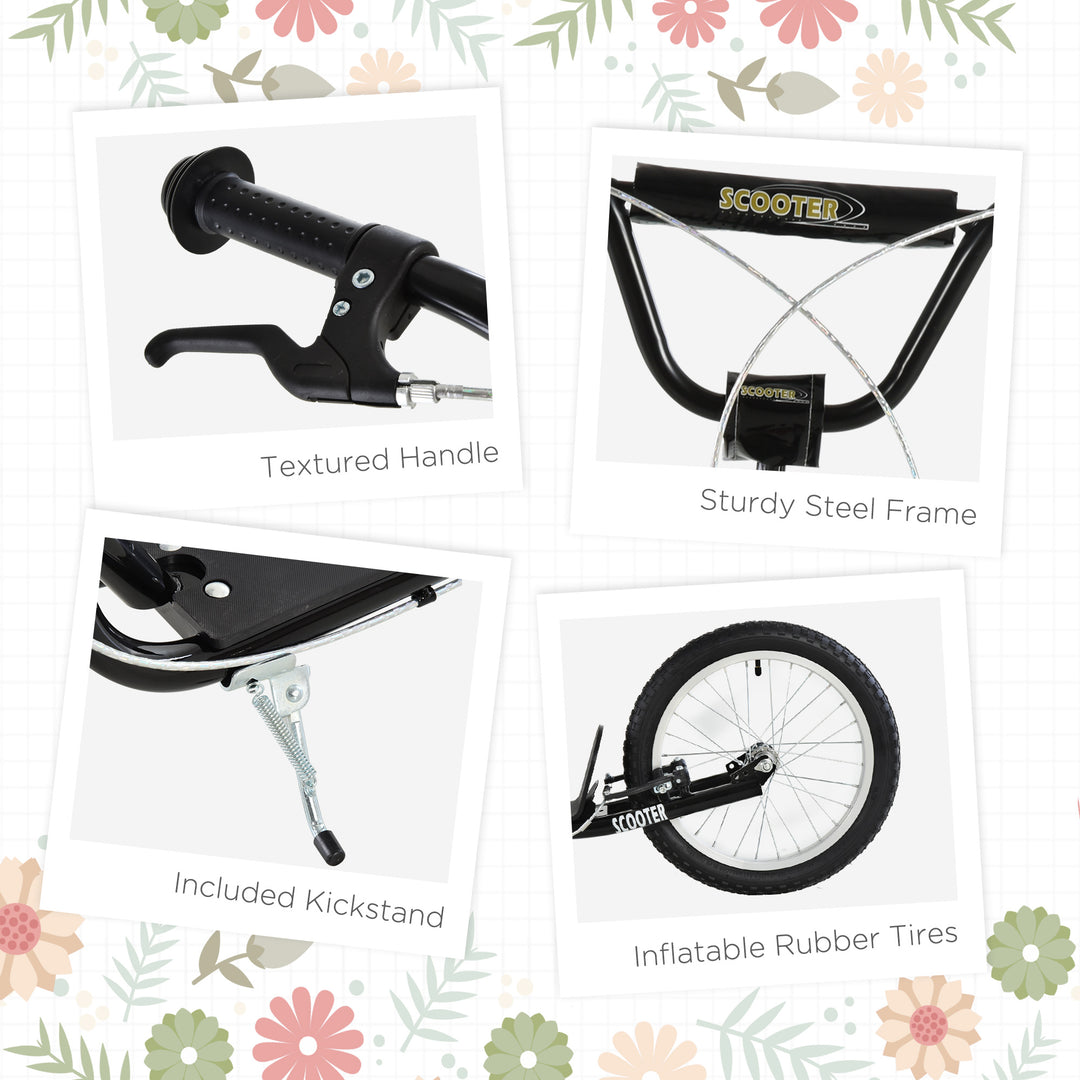 Kick Scooters for Kids with Adjustable Height, Anti-Slip Deck, Dual Brakes, Rubber Tyres, for Boys and Girls Aged 5+ Years Old - Black
